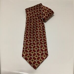 Valentino Burgundy, Gold, Brown, Geometric Tie 100% Silk